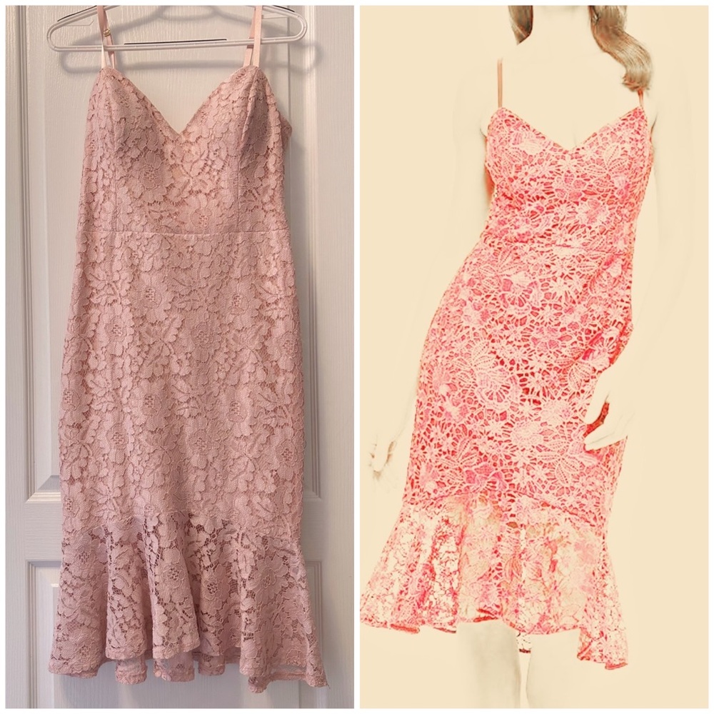 Guess Pink lace fit and flare midi dress